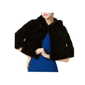 Betsey Johnson Faux-Fur Cape Maroon Wine Faux Fur Cropped Plush Shrug Capelet 1X